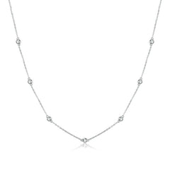 Collier Points Lumineux en argent 925 plaqué or blanc ajustable avec zircons blancs