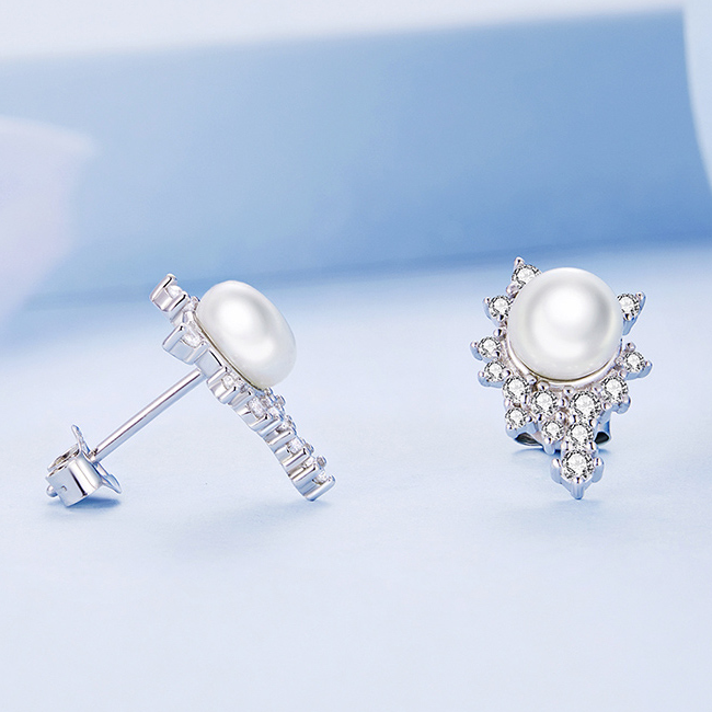 Boucles d'Oreilles Perles Brillantes - Image 4