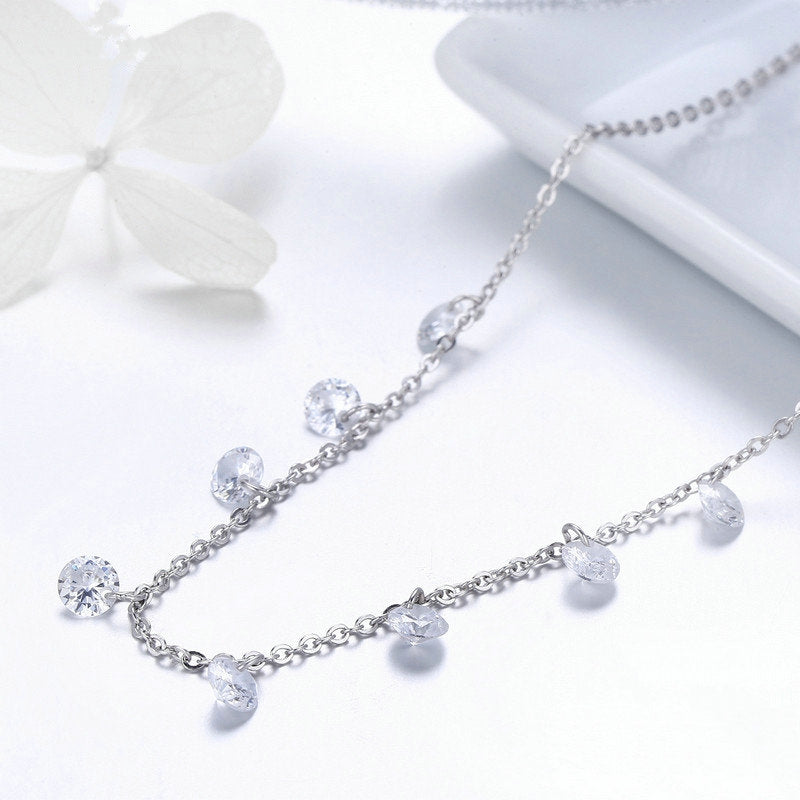 Collier Points Lumineux en argent 925 plaqué or blanc avec zircons blancs - Photo 3