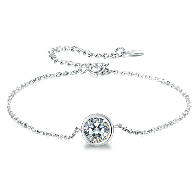 Bracelet Point Lumineux en argent 925 plaqué or blanc ajustable avec zircon blanc
