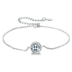 Bracelet Point Lumineux en argent 925 plaqué or blanc ajustable avec zircon blanc