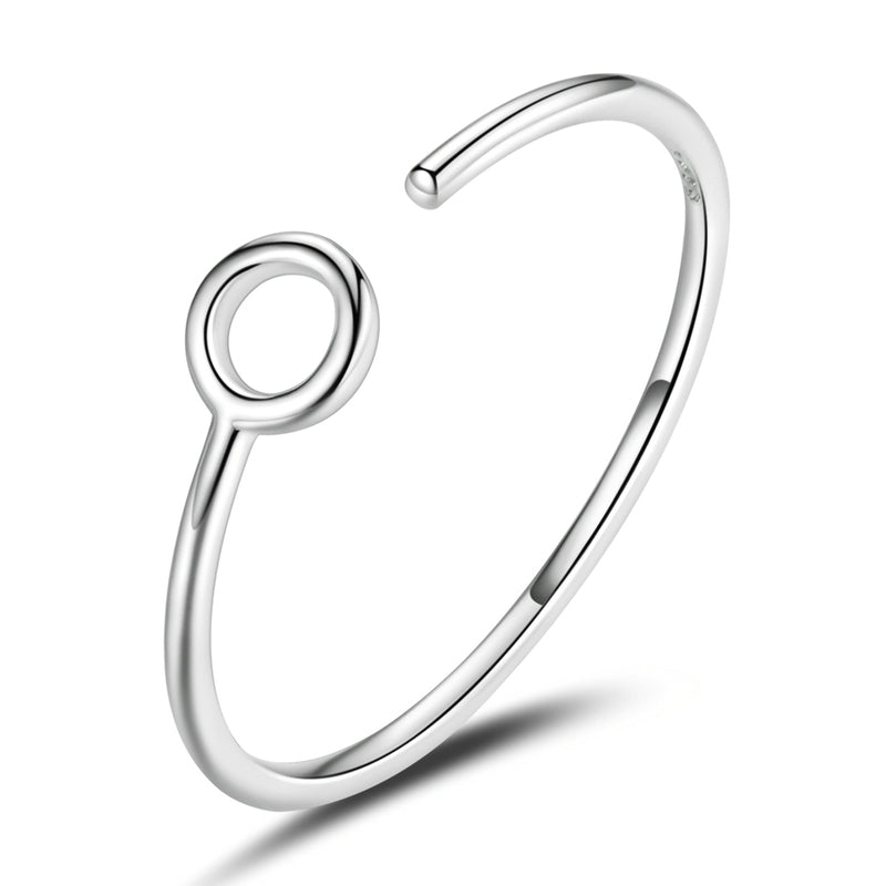 Bague Cercle en argent 925 plaqué or blanc ajustable