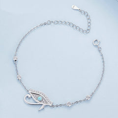 Bracelet Oeil d’Horus Argent Sterling 925 plaqué or blanc avec zircons et opale avec fermoir ajustable - Photo 4