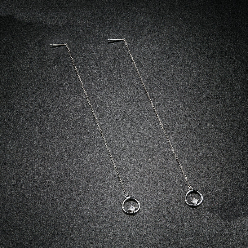 Chaînes D’oreilles Point Lumineux en argent 925 plaqué or blanc avec zircons blancs - Photo 3