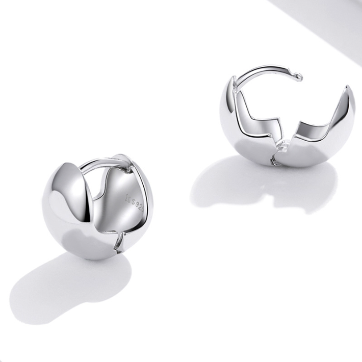 Boucles d’Oreilles Créoles Épaisses en argent 925 plaqué or blanc - Photo 5
