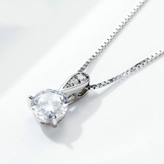Collier Point Lumineux en argent 925 plaqué or blanc ajustable avec zircons blancs - Photo 3