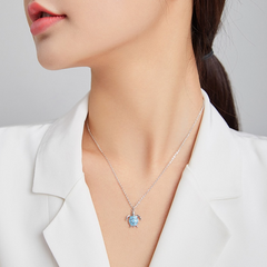 Collier Tortue en argent 925 plaqué or blanc ajustable avec pendentif émaillé turquoise - Photo 2