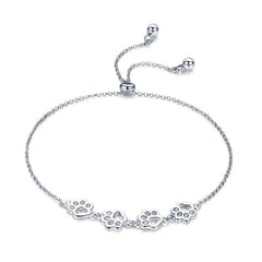 Bracelet Quatre Pattes en argent 925 plaqué or blanc ajustable