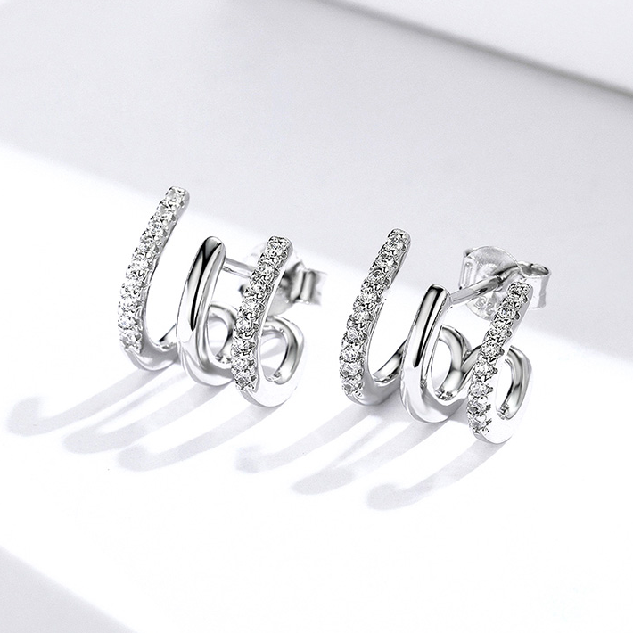 Boucles d'Oreilles Créoles Triples - Image 3