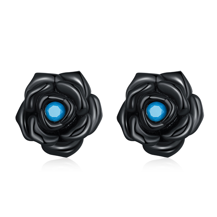 Boucles d'Oreilles Roses Noires