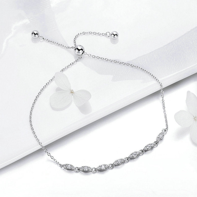 Bracelet Yeux Pétillants en argent 925 plaqué or blanc ajustable avec zircons blancs - Photo 4