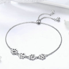 Bracelet Quatre Pattes en argent 925 plaqué or blanc ajustable - Photo 3