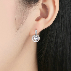 Boucles d’Oreilles Pendentif Brillants en argent 925 plaqué or blanc avec zircons blancs - Photo 2