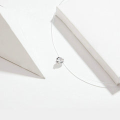 Collier Point Lumineux pendentif en argent 925 plaqué or blanc avec zircon blanc - Photo 4