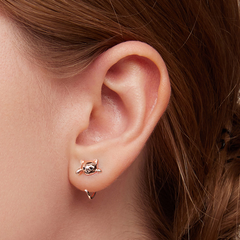 Boucles d’Oreilles Chat Argent Sterling 925 plaqué or rose - Photo 2