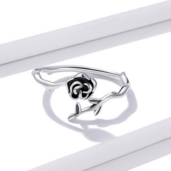Bague Rose en argent 925 plaqué or blanc ajustable - Photo 4
