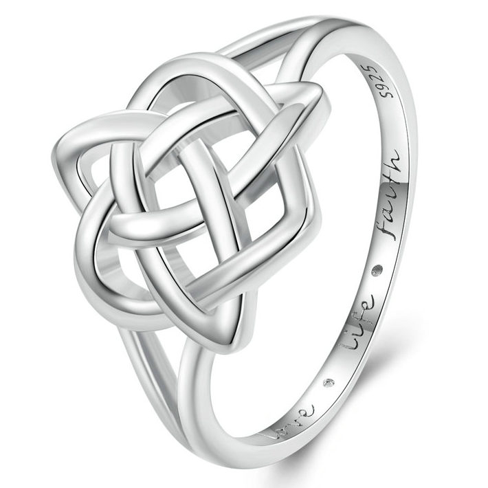 Bague Noeud Celtique en argent 925 plaqué or blanc