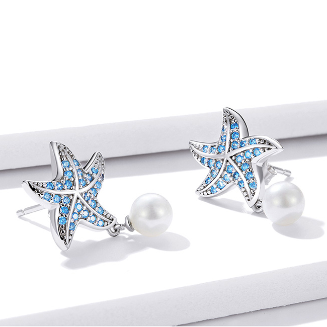 Boucles d'Oreilles Étoile de Mer avec Perles - Image 5