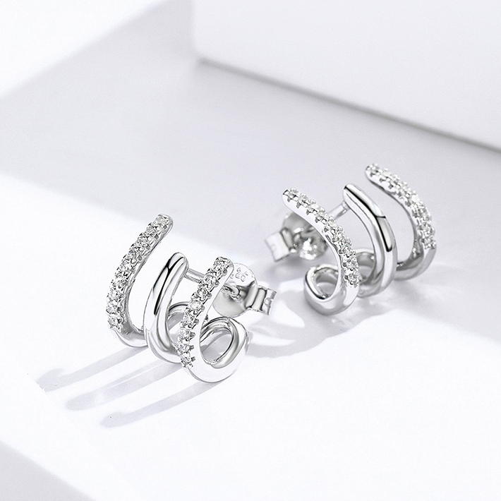 Boucles d'Oreilles Créoles Triples - Image 4