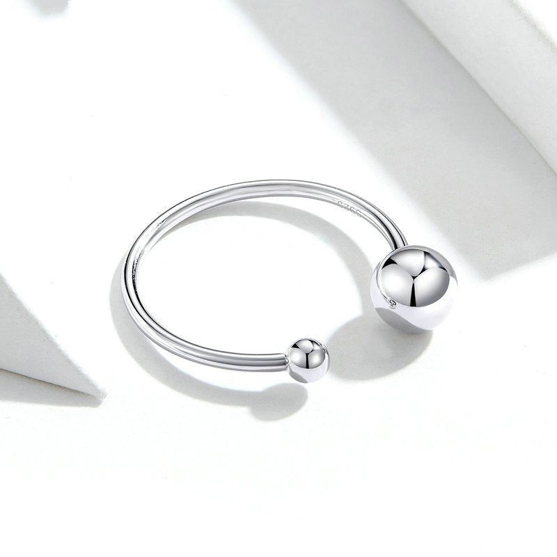 Bague Sphère en argent 925 plaqué or blanc ajustable - Photo 5