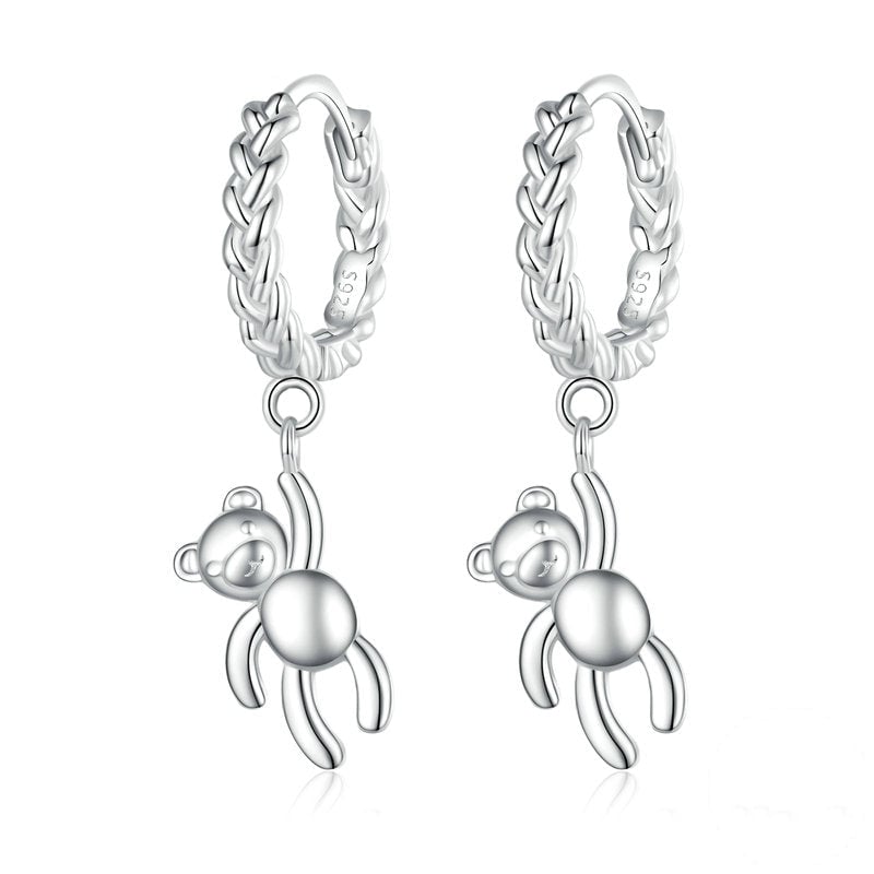 Boucles d'Oreilles Créoles Pendentif Ourson