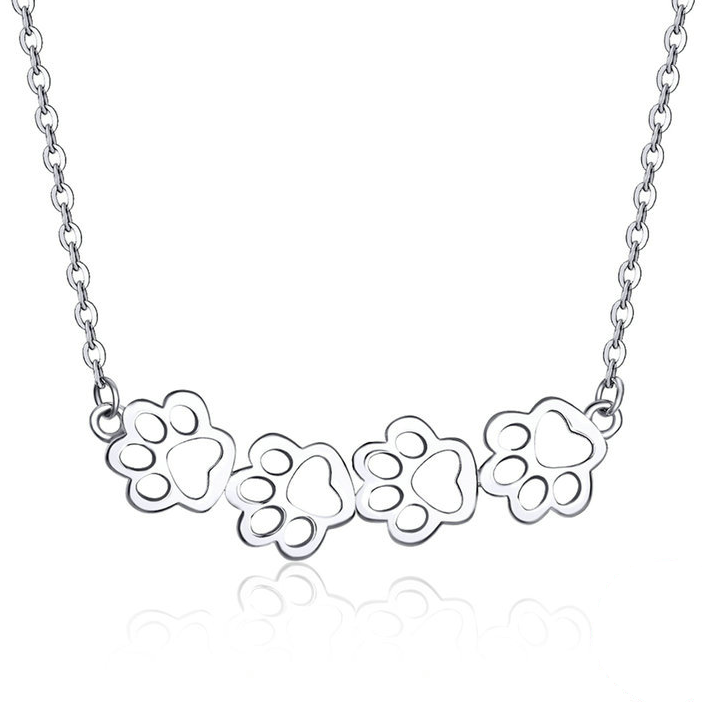 Collier Pattes en argent 925 plaqué or blanc ajustable