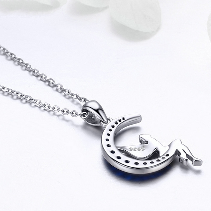 Collier Fée sur la Lune Argent - Photo 4