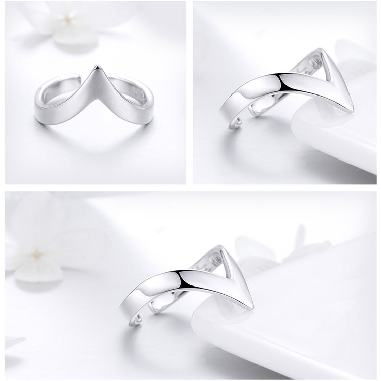 Bague en V en argent 925 plaqué or blanc ajustable - Photo 4