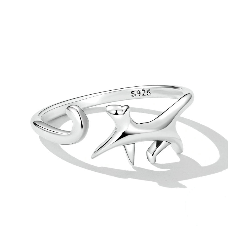 Bague Chat qui Marche en argent 925 plaqué or blanc ajustable - Photo 3
