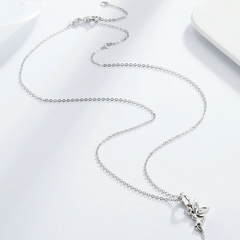 Collier Fée en argent 925 plaqué or blanc ajustable avec zircons blancs - Photo 3