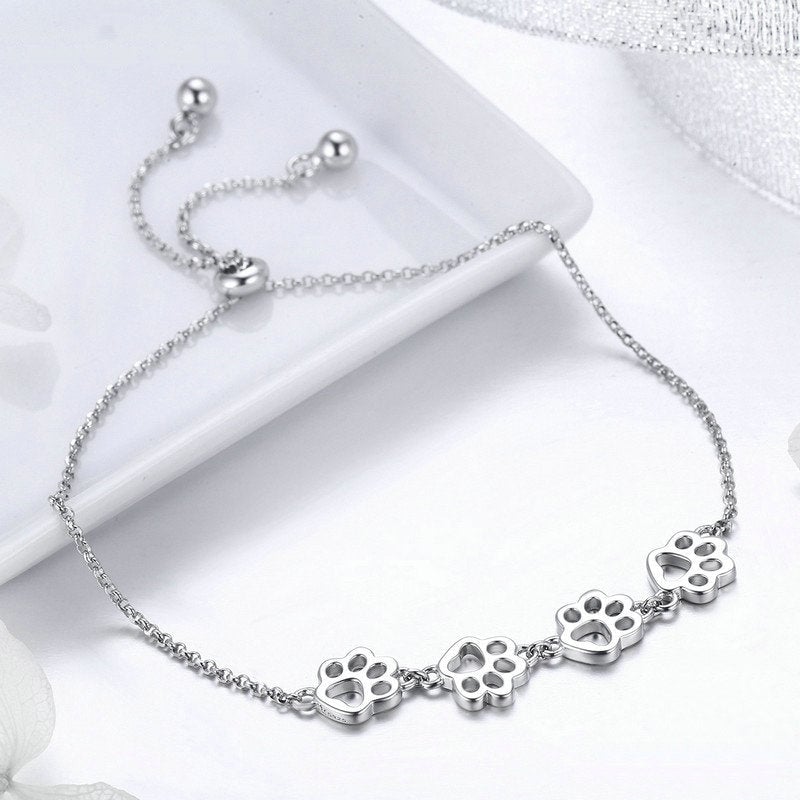 Bracelet Quatre Pattes en argent 925 plaqué or blanc ajustable - Photo 4
