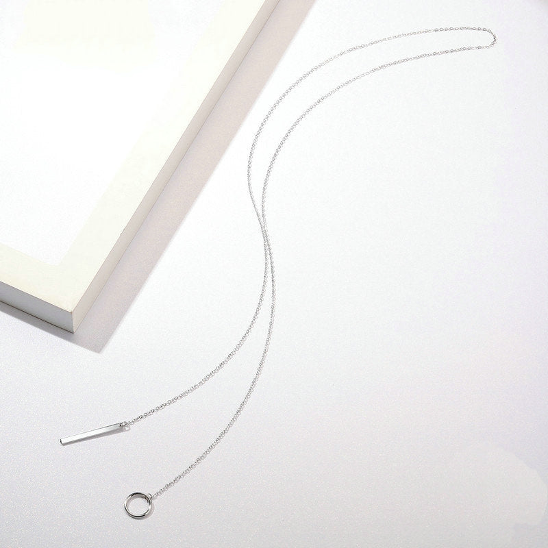 Collier Pendentif Barre en argent 925 plaqué or blanc - Photo 4