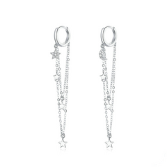 Boucles d'Oreilles Créoles Pendentif Étoiles