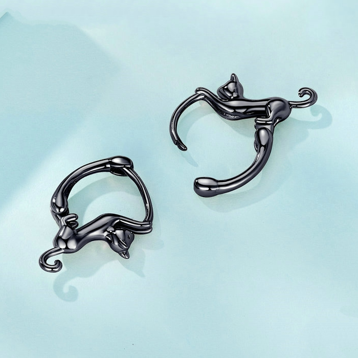 Boucles d'Oreilles Créoles Chats - Image 4