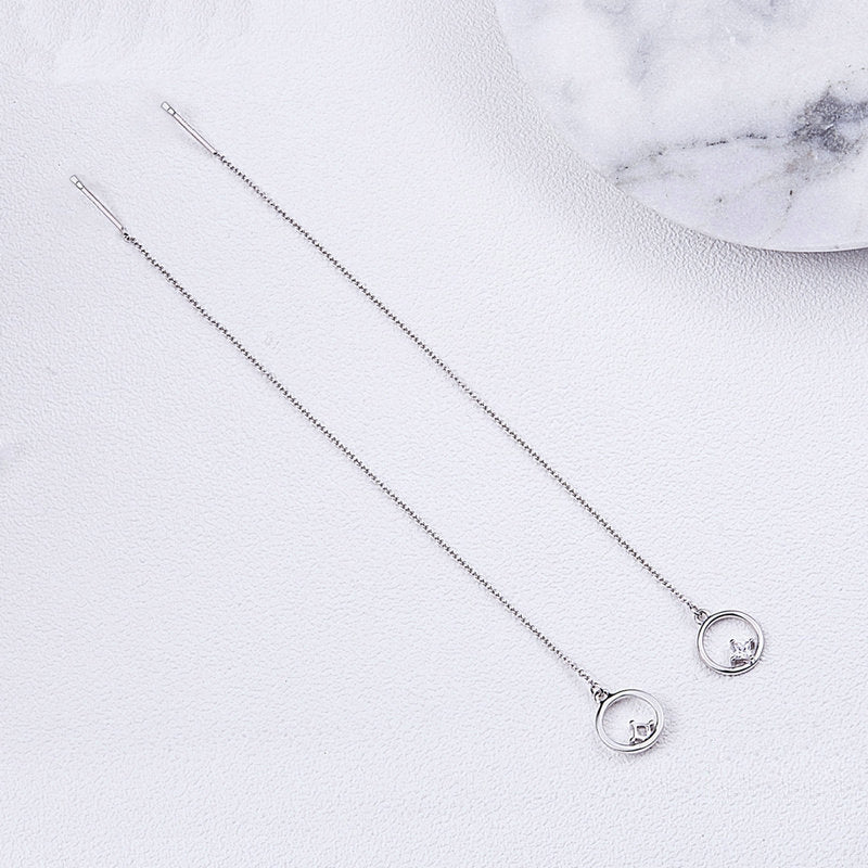 Chaînes D’oreilles Point Lumineux en argent 925 plaqué or blanc avec zircons blancs - Photo 5