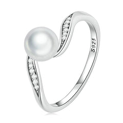 Bague Perle en argent 925 plaqué or blanc avec zircons blancs - Photo 4