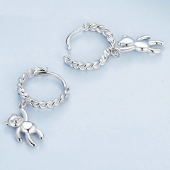 Boucles d'Oreilles Créoles Pendentif Ourson - Image 4