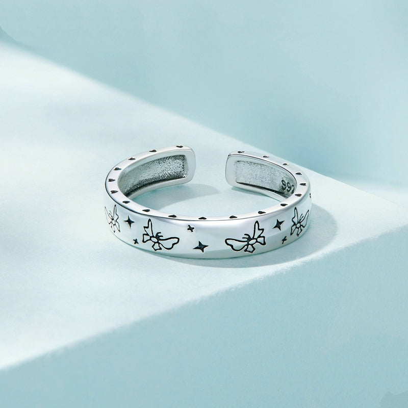 Bague Papillons en argent 925 plaqué or blanc ajustable - Photo 4