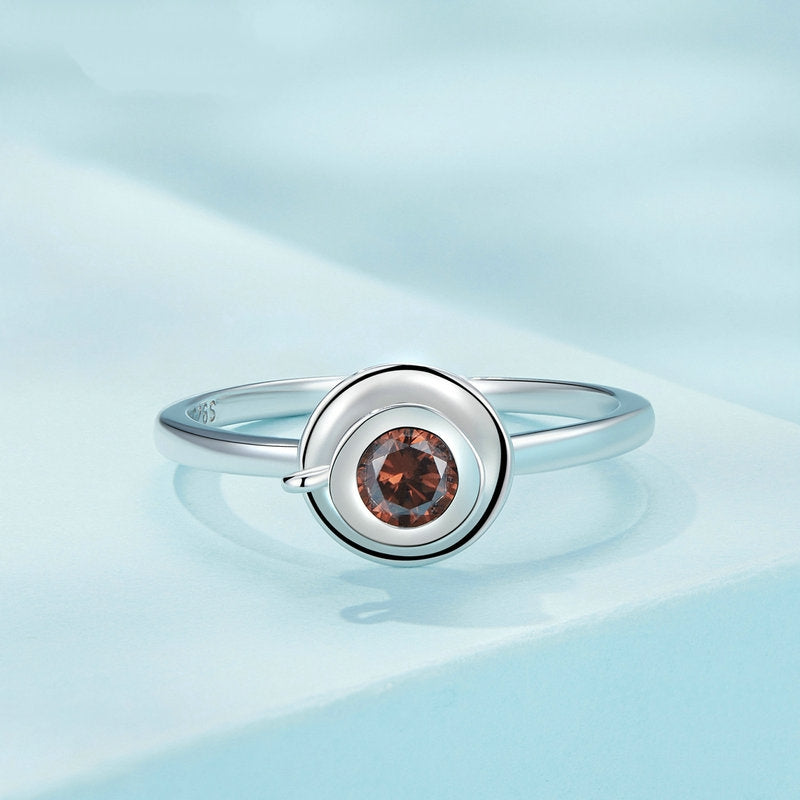 Bague Tasse de Café en argent 925 plaqué or blanc ajustable avec zircon marron - Photo 3
