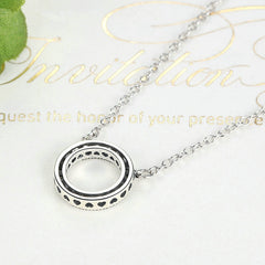 Collier Cercle Lumineux en argent 925 plaqué or blanc ajustable avec zircons blancs - Photo 4