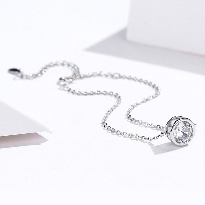 Bracelet Point Lumineux en argent 925 plaqué or blanc ajustable avec zircon blanc - Photo 4