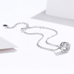Bracelet Point Lumineux en argent 925 plaqué or blanc ajustable avec zircon blanc - Photo 4