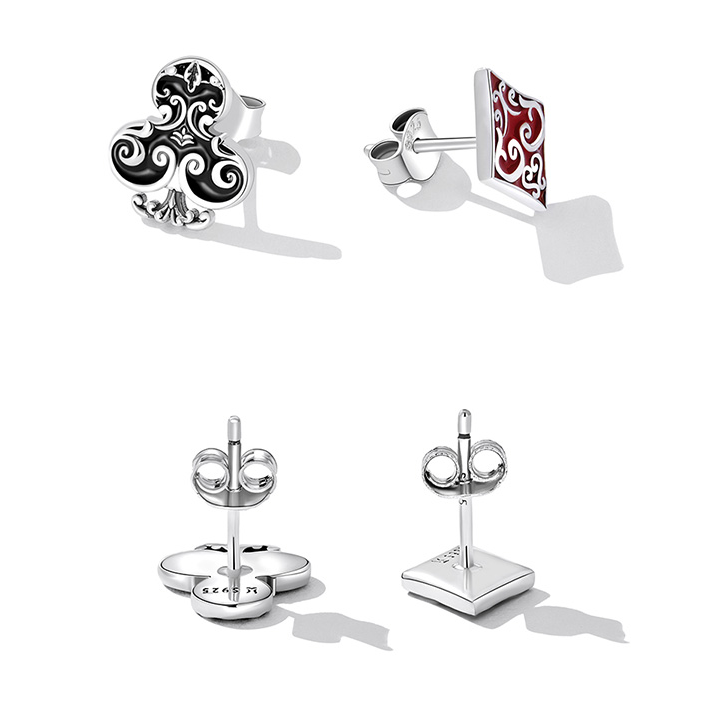 Boucles d'Oreilles Diamants et Clubs de Poker - Image 4