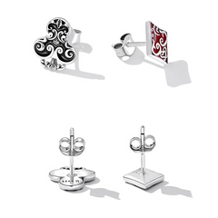 Boucles d'Oreilles Diamants et Clubs de Poker - Image 4