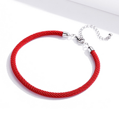 Bracelet Cordon Rouge de style marin avec fermoir réglable en argent 925 - Photo 4