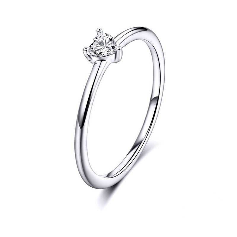 Bague Coeur Brilliant en argent 925 plaqué or blanc aver zircon blanc
