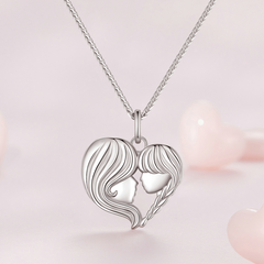 Collier Mère et Fille en argent 925 plaqué or blanc ajustable - Photo 3