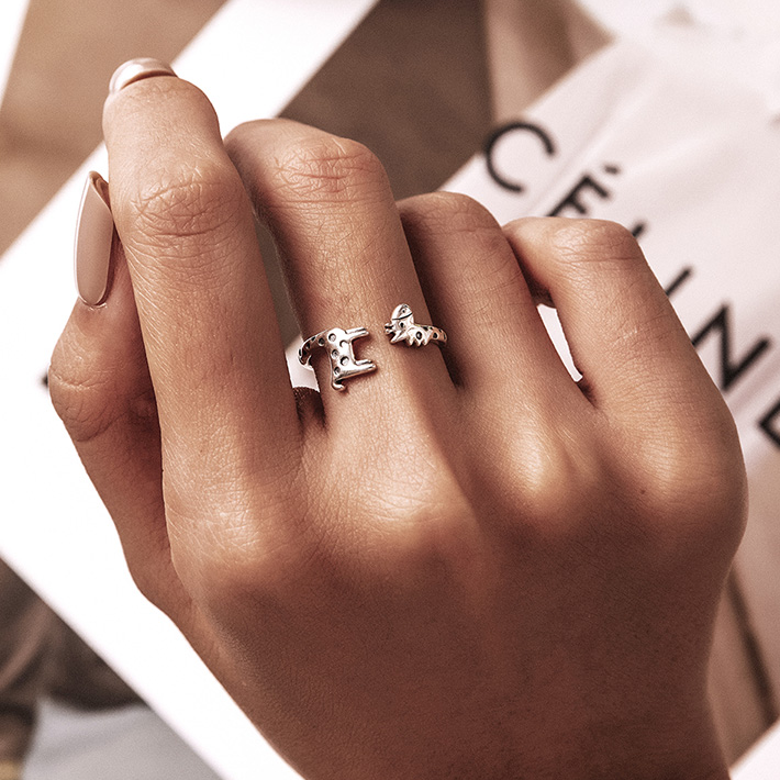 Bague Girafe en argent 925 plaqué or blanc ajustable - Photo 2