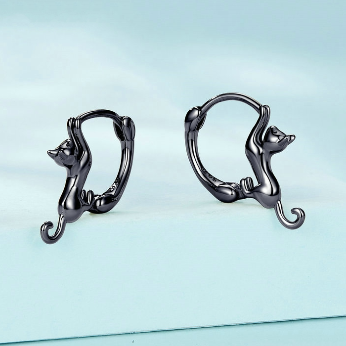 Boucles d'Oreilles Créoles Chats - Image 3