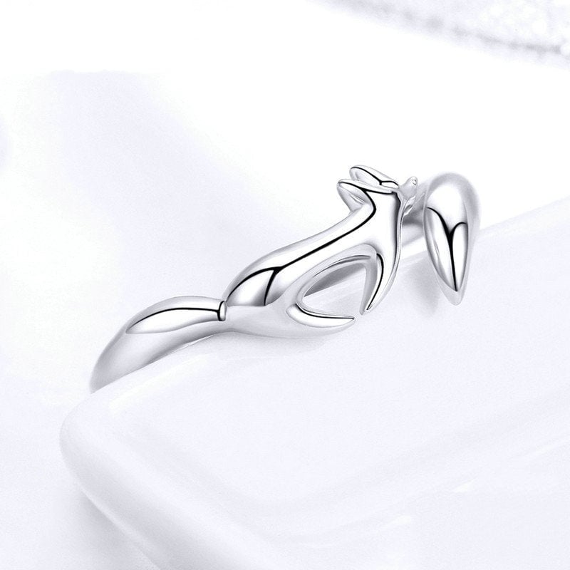 Bague Renard en argent 925 plaqué or blanc ajustable - Photo 4